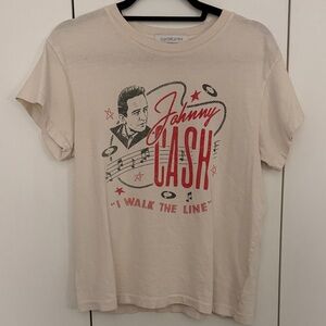 Daydreamer Cream Johnny Cash Graphic Tee with Red & Black Print